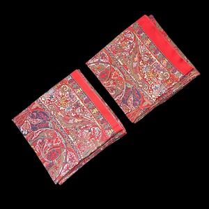 Ralph Lauren Galahad 2 King Pillowcase Pair Red Green Paisley Floral 100% Cotton